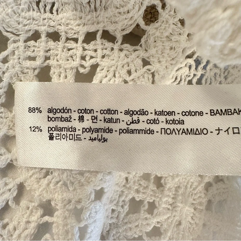NWOT Zara White Floral Cotton Knit Button Down Shirt